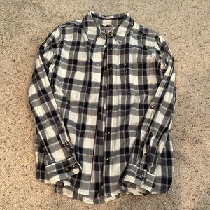 Black white and gray plaid Carhartt women shirt size small